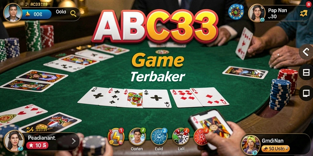 Tampilan gameplay Poker yang mendebarkan dari ABC33.