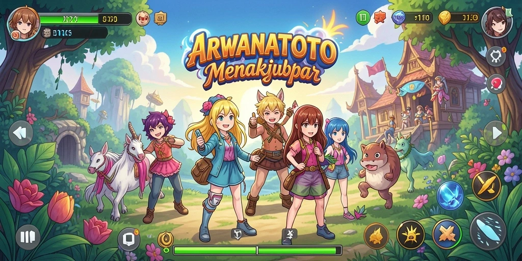Tampilan gameplay ARWANATOTO yang memukau dengan aksi karakter Anime.