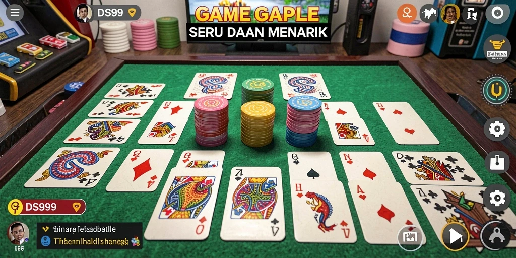 Tampilan layar utama DS99 dengan suasana bermain Gaple yang seru.