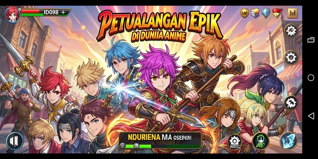 Screenshot yang menampilkan aksi seru dalam game Anime.
