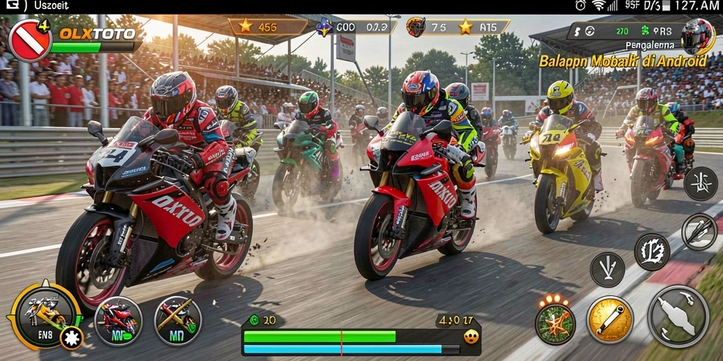 Gameplay seru OLXTOTO dengan aksi balapan motor yang mendebarkan.