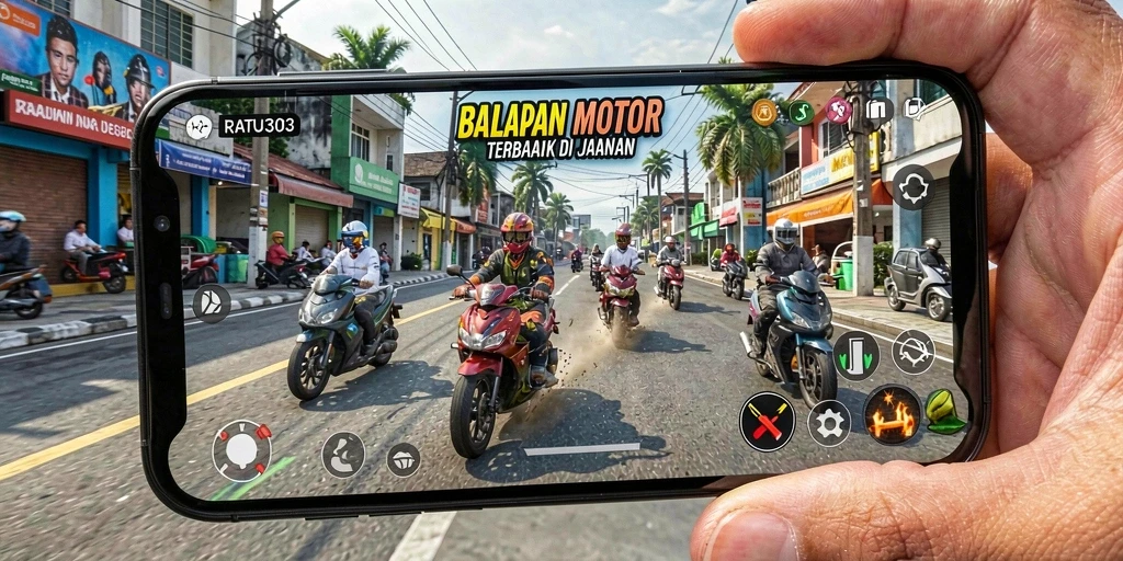 Tampilan menarik dari gameplay balapan motor yang seru.