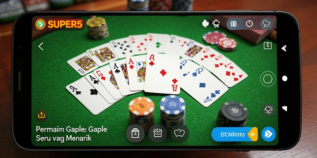 Screenshot gameplay SUPER5 yang menampilkan keseruan Gaple.