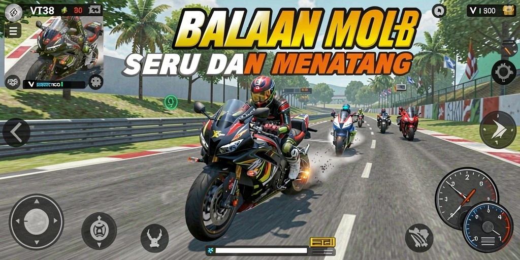 Gameplay seru balapan motor di VT38 dengan lintasan menegangkan.