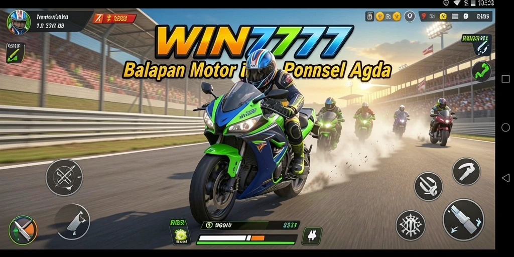 Screenshot gameplay WIN777 yang menampilkan balapan mendebarkan.